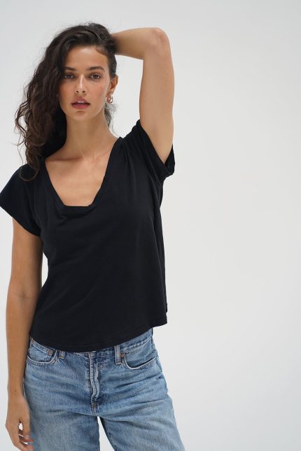Kaden Cotton V Neck - Black